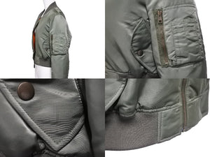 BALENCIAGA バレンシアガ ショート丈 MA-1 ボンバージャケット 460590 TTD03 カーキ レディース ナイロン サイズ46 美品 中古 51193