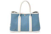 Load image into Gallery viewer, HERMES エルメス ガーデンパーティTPM トートバッグ ハンドバッグ T刻印 トワルオフィシェ ブルーシャンブレー 良品 中古 51207