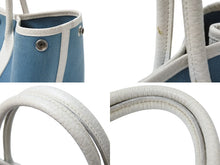 Load image into Gallery viewer, HERMES エルメス ガーデンパーティTPM トートバッグ ハンドバッグ T刻印 トワルオフィシェ ブルーシャンブレー 良品 中古 51207