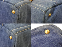 Load image into Gallery viewer, PRADA プラダ カナパ トートバッグ ハンドバッグ BN2182 デニム フェイクファー ブルー ベージュ ゴールド金具 美品 中古 51209