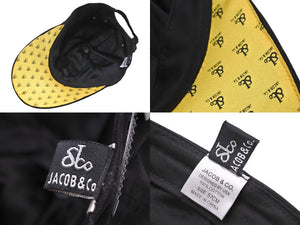 JACOB&CO ジェイコブ キャップ メンズ 4タイムゾーン 刺繡 ブラック コットン サイズ57CM 美品 中古 51227