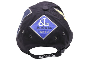JACOB&CO ジェイコブ キャップ メンズ 4タイムゾーン 刺繡 ブラック コットン サイズ57CM 美品 中古 51227
