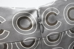 CHANEL シャネル マーメイドフレアスカート ボトムス 総柄 膝丈 38 01A COCO ウール シルク グレー レディース 良品 中古 51228