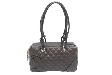 CHANEL シャネル カンボンライン ボーリング ハンドバッグ ワンショルダー ココマーク ブラウン カーフスキン 美品 中古 51258