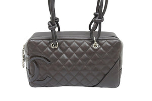 CHANEL シャネル カンボンライン ボーリング ハンドバッグ ワンショルダー ココマーク ブラウン カーフスキン 美品 中古 51258