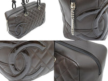 Load image into Gallery viewer, CHANEL シャネル カンボンライン ボーリング ハンドバッグ ワンショルダー ココマーク ブラウン カーフスキン 美品 中古 51258