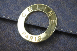 CELINE セリーヌ ショルダーバッグ ブラウン PVCレザー マカダム柄 ブラウン ゴールド金具 美品 中古 51263
