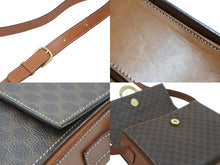 Load image into Gallery viewer, CELINE セリーヌ ショルダーバッグ ブラウン PVCレザー マカダム柄 ブラウン ゴールド金具 美品 中古 51263