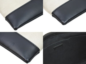 BALENCIAGA バレンシアガ クラッチバッグ ハンドバッグ 373834 9260 U 528147 キャンバスレザー ブラック ベージュ 美品 中古 51273
