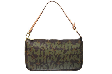 LOUIS VUITTON ルイヴィトン ハンドバッグ ポシェットアクセソワール グラフィティ AR0051 PVC ブラウン 美品 中古 51276