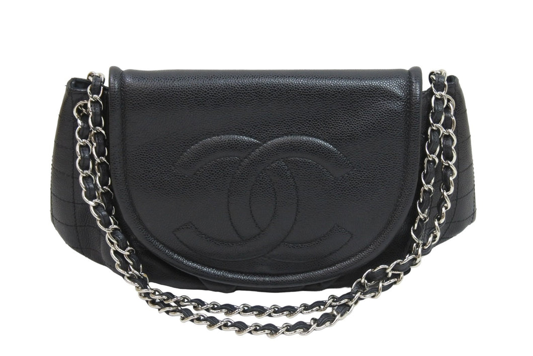 CHANEL シャネル ショルダーバッグ ハーフムーンチェーンショルダーバッグ シルバー金具 美品 中古 51287