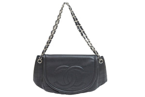 CHANEL シャネル ショルダーバッグ ハーフムーンチェーンショルダーバッグ シルバー金具 美品 中古 51287