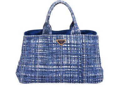 PRADA プラダ トートバッグ ハンドバッグ B1872B CANAPA STAMPATA カナパ ブルー ゴールド金具 良品 中古 51290