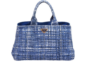 PRADA プラダ トートバッグ ハンドバッグ B1872B CANAPA STAMPATA カナパ ブルー ゴールド金具 良品 中古 51290