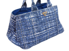 画像をギャラリービューアに読み込む, PRADA プラダ トートバッグ ハンドバッグ B1872B CANAPA STAMPATA カナパ ブルー ゴールド金具 良品 中古 51290