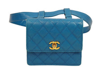 Load image into Gallery viewer, CHANEL シャネル ウエストバッグ・ボディバッグ 1番台 キャビアスキン ブルー ゴールド金具 美品 中古 51314