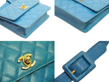 Load image into Gallery viewer, CHANEL シャネル ウエストバッグ・ボディバッグ 1番台 キャビアスキン ブルー ゴールド金具 美品 中古 51314