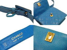 Load image into Gallery viewer, CHANEL シャネル ウエストバッグ・ボディバッグ 1番台 キャビアスキン ブルー ゴールド金具 美品 中古 51314