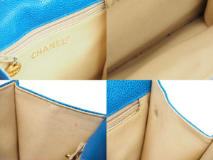 CHANEL シャネル ウエストバッグ・ボディバッグ 1番台 キャビアスキン ブルー ゴールド金具 美品 中古 51314