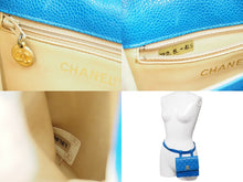 Load image into Gallery viewer, CHANEL シャネル ウエストバッグ・ボディバッグ 1番台 キャビアスキン ブルー ゴールド金具 美品 中古 51314