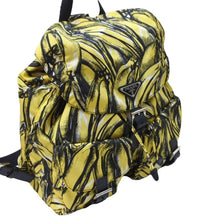 画像をギャラリービューアに読み込む, PRADA プラダ リュック デイパック バナナ柄 イエロー ナイロン レザー 1BZ811 シルバー金具 美品 中古 51324