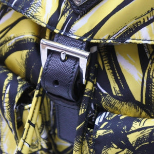 PRADA プラダ リュック デイパック バナナ柄 イエロー ナイロン レザー 1BZ811 シルバー金具 美品 中古 51324