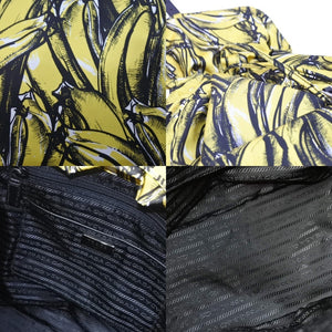 PRADA プラダ リュック デイパック バナナ柄 イエロー ナイロン レザー 1BZ811 シルバー金具 美品 中古 51324