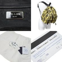画像をギャラリービューアに読み込む, PRADA プラダ リュック デイパック バナナ柄 イエロー ナイロン レザー 1BZ811 シルバー金具 美品 中古 51324