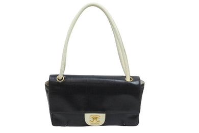 CHANEL シャネル ココマーク ターンロック 25cm パンチング ショルダー バッグ バイカラー 美品 中古 51370
