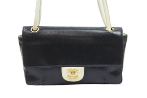 CHANEL シャネル ココマーク ターンロック 25cm パンチング ショルダー バッグ バイカラー 美品 中古 51370