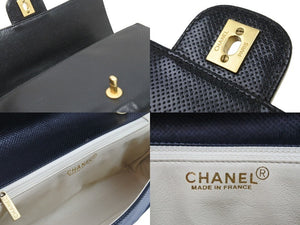 CHANEL シャネル ココマーク ターンロック 25cm パンチング ショルダー バッグ バイカラー 美品 中古 51370