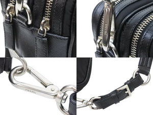PRADA プラダ ワンショルダーバッグ BR2162 VELA VINTAGE 三角プレート ナイロン レザー ブラック シルバー金具 美品 中古 51385