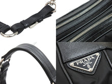 画像をギャラリービューアに読み込む, PRADA プラダ ワンショルダーバッグ BR2162 VELA VINTAGE 三角プレート ナイロン レザー ブラック シルバー金具 美品 中古 51385