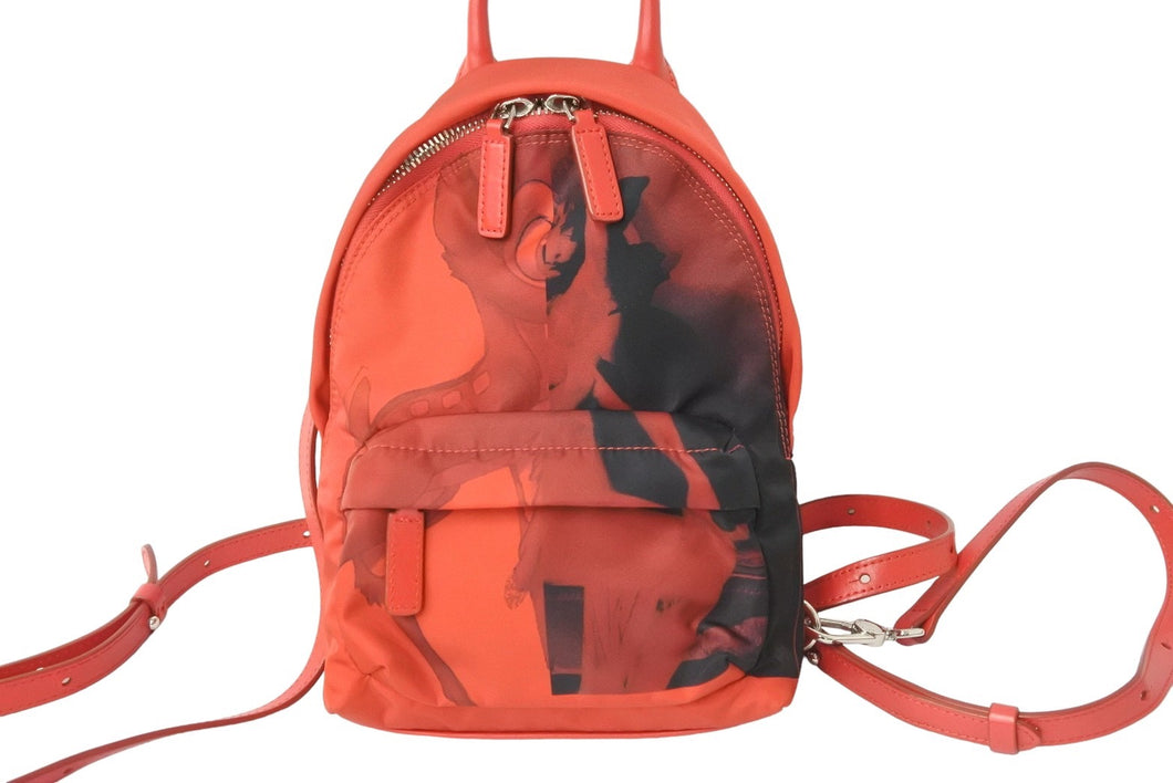 ジバンシィ ジバンシー バンビ バックパック リュックサック EXD0177 ナイロン レザー レッド ブラック シルバー金具 美品 中古 51388 