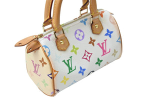 LouisVuitton ルイヴィトン ミニスピーディ ポーチ ハンドバッグ 村上隆 M92645 ホワイト モノグラムマルチカラー 良品 中古 51401