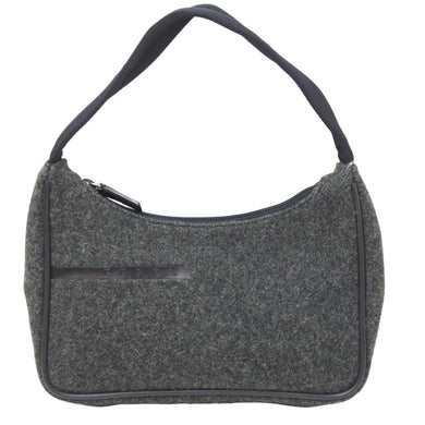PRADA プラダ ワンショルダーバッグ ハンドバッグ イタリア製 ウール コットン カーフレザー グレー ブラック 美品 中古 51406