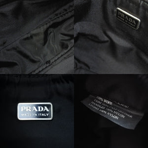 PRADA プラダ ワンショルダーバッグ ハンドバッグ イタリア製 ウール コットン カーフレザー グレー ブラック 美品 中古 51406