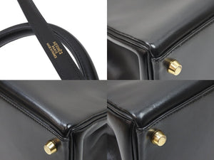 エルメス ケリー28 内縫い ブラック ソルド品 □B刻印 カーフスキン ゴールド金具 ハンドバッグ 2WAY 美品 中古 51451