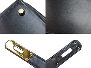 エルメス ケリー28 内縫い ブラック ソルド品 □B刻印 カーフスキン ゴールド金具 ハンドバッグ 2WAY 美品 中古 51451