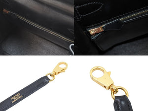 エルメス ケリー28 内縫い ブラック ソルド品 □B刻印 カーフスキン ゴールド金具 ハンドバッグ 2WAY 美品 中古 51451