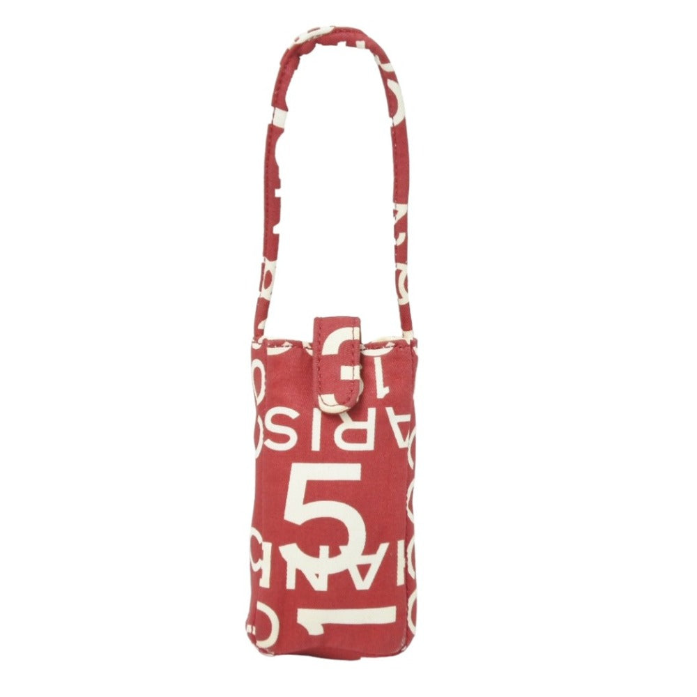 CHANEL シャネル ヴィンテージ バイシーライン ポーチ ココマーク レッド ホワイト キャンバス 美品 中古 51461