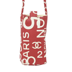 CHANEL シャネル ヴィンテージ バイシーライン ポーチ ココマーク レッド ホワイト キャンバス 美品 中古 51461