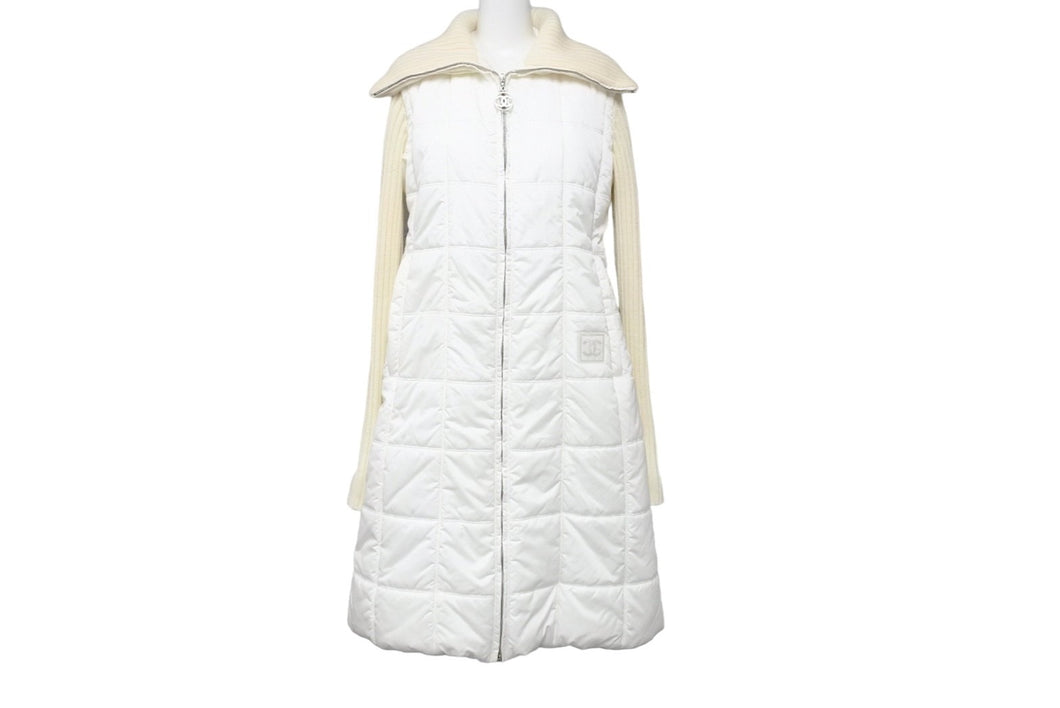 CHANEL シャネル スポーツライン リブニット 切り替え ダウン コート 00A ココマーク P16402W02678 サイズ36 中古 51470