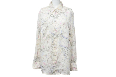 CHANEL シャネル ポップ柄 長袖シャツ マルチカラー 98C シースルー 総柄 シルク P10034V06274 サイズ40 中古 51491