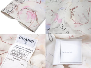 CHANEL シャネル ポップ柄 長袖シャツ マルチカラー 98C シースルー 総柄 シルク P10034V06274 サイズ40 中古 51491