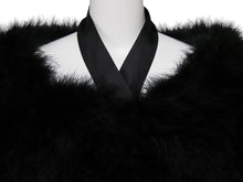画像をギャラリービューアに読み込む, GUCCI グッチ ターキーフェザー 羽織り ファー シルク ブラック 黒付け袖 長袖 129661.XP071 中古 51493 