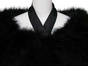 GUCCI グッチ ターキーフェザー 羽織り ファー シルク ブラック 黒付け袖 長袖 129661.XP071 中古 51493 