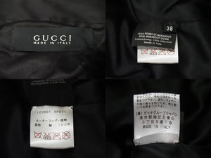 GUCCI グッチ ターキーフェザー 羽織り ファー シルク ブラック 黒付け袖 長袖 129661.XP071 中古 51493 