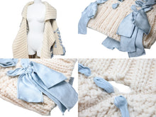 Load image into Gallery viewer, Christian Dior クリスチャンディオール リボン カーディガン ホワイト ターコイズブルー 0H24811AM545 サイズXS 良品 中古 51494