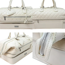 Load image into Gallery viewer, CHANEL シャネル ボストンバッグ パリ ニューヨーク 10番台 ココマーク ラムスキン アイボリー シルバー金具 中古 51498